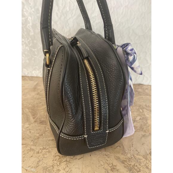 Vintage Coach Hampton light black pebble leather shoulder bag tote Serial F10526 - Picture 4 of 10